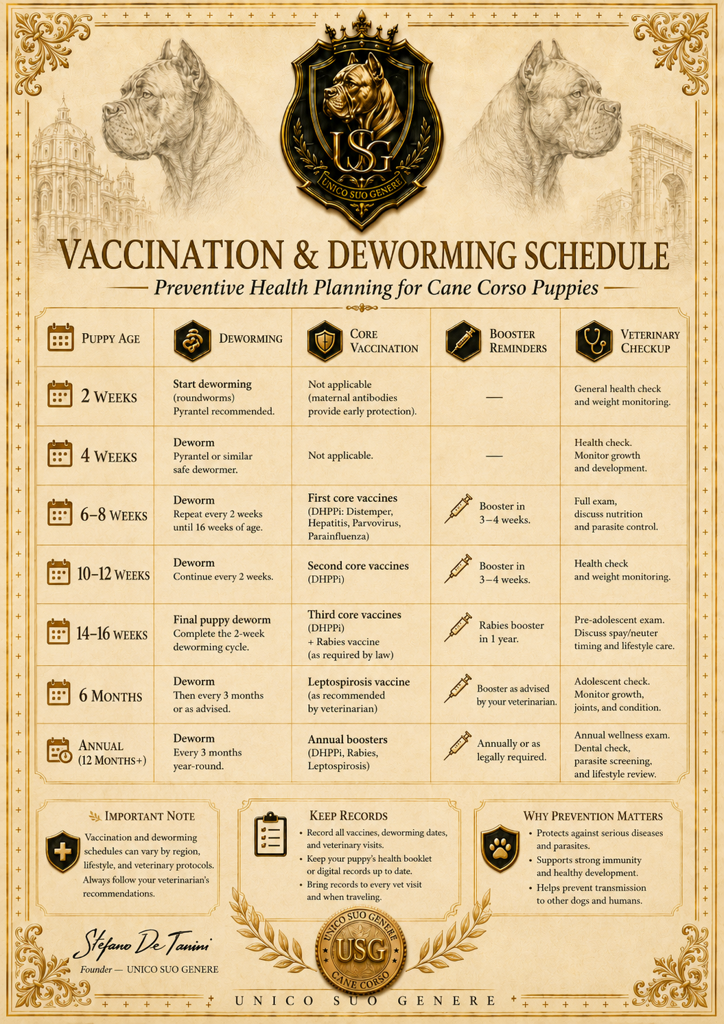 Vaccination & Deworming Schedule